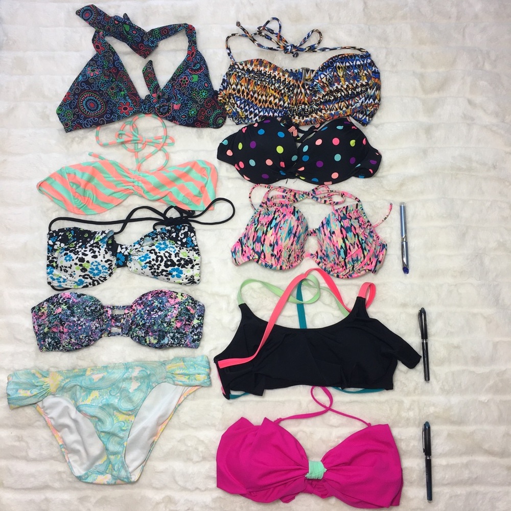 LOT of 10 (9 Bikini Top) pieces (1 bottom)